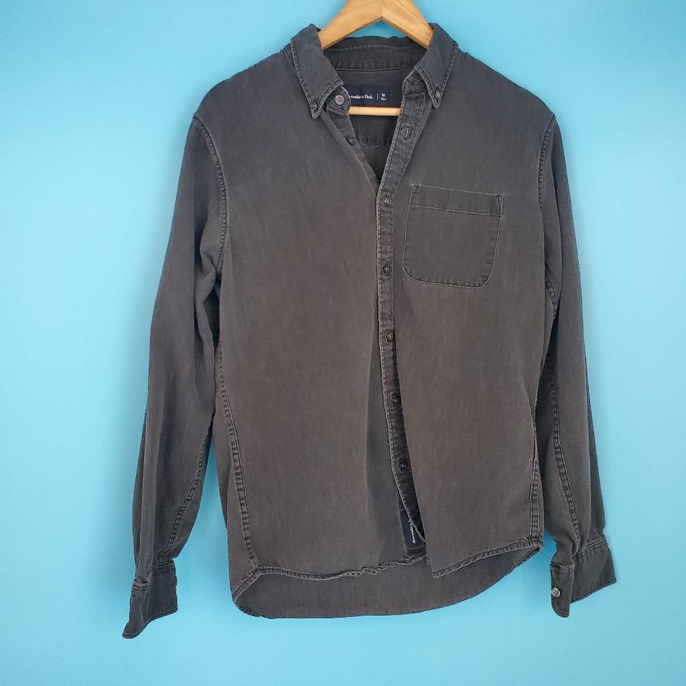 Abercrombie & Fitch Medium Black Denim Button Down Shirts